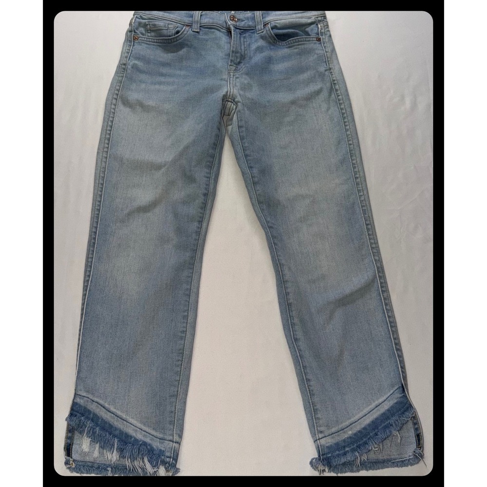 7 For All Mankind Roxanne Ankle Jeans Women 26 Blue Frayed Hem Denim